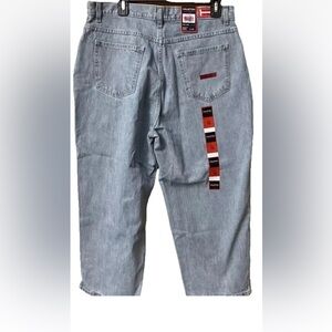 NWT Halston Jean Wear Women SZ14 Cropped Blue Denim Jeans Preppy Casual Boho Y2K